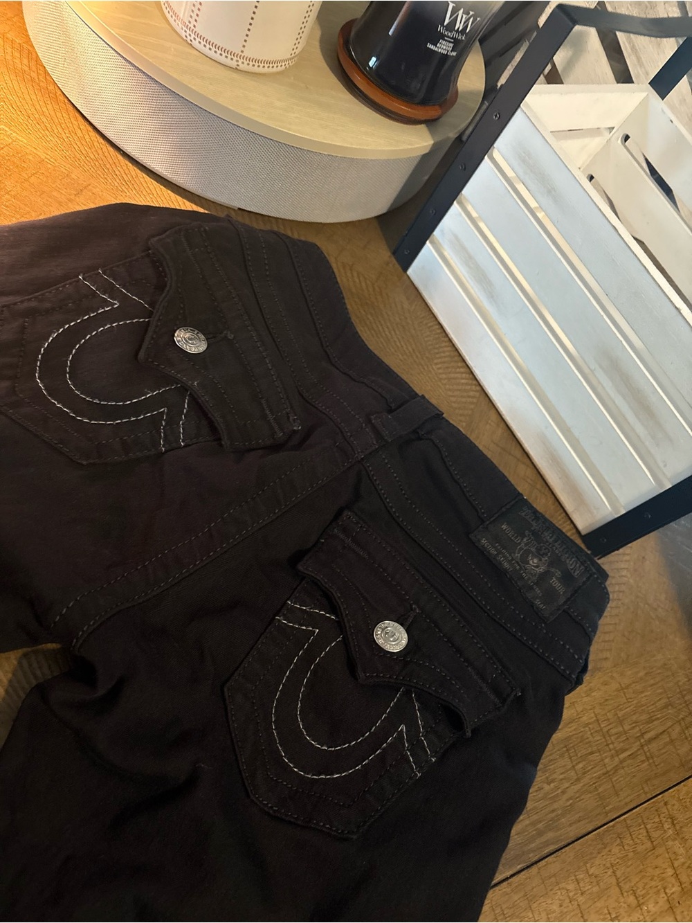 True Religion Black Distressed Bootcut Jeans - Picture 3 of 8